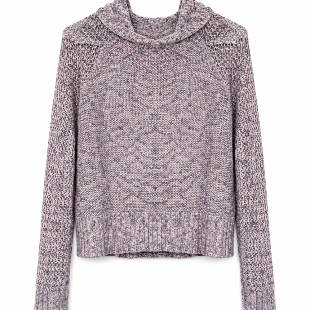 American Eagle Outfitters Women's Heathered Gray Cowl Neck Sweater